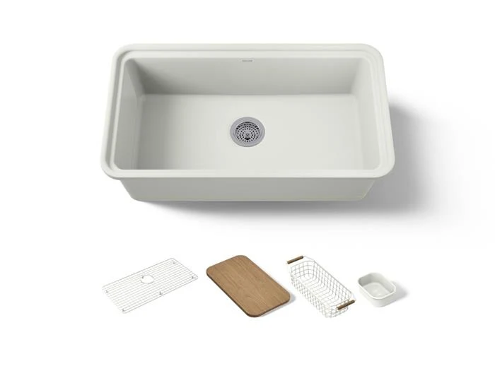Kohler - Audrine by Studio McGee 33 inch undermount single-bowl workstation kitchen sink Dune