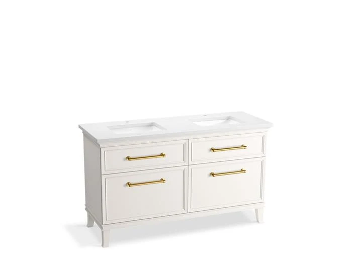 Kohler - Artifacts 60 Vanity Combo Linen White, Mmw, Brushed Brass