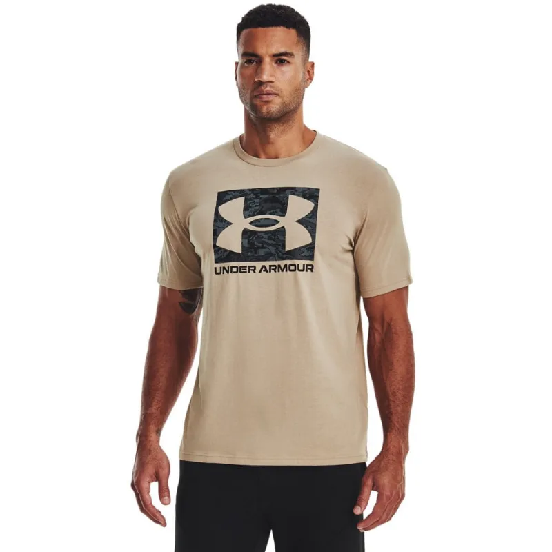 Camiseta de Treino Masculina Under Armour ABC Camo Boxed Logo GG Bege