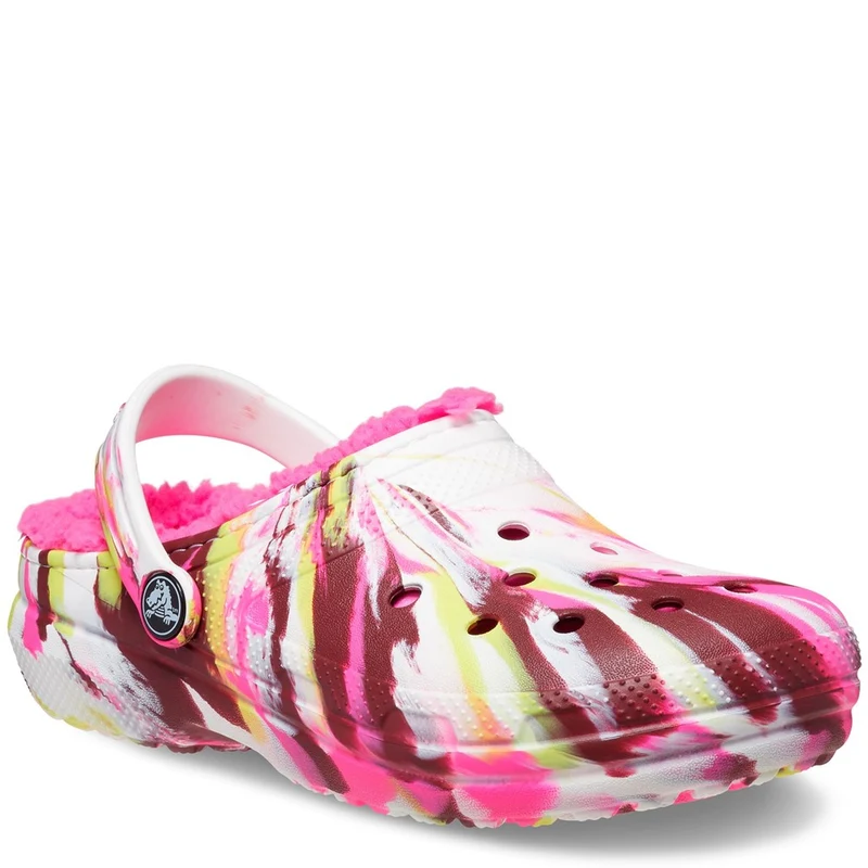 Crocs Kids Classic Lined Marbled Clog Electric Pink/Multi / Junior 2