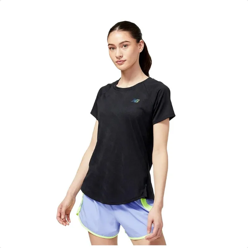 Camiseta New Balance Q Speed Jacquard Feminina GG / Preto / Preto