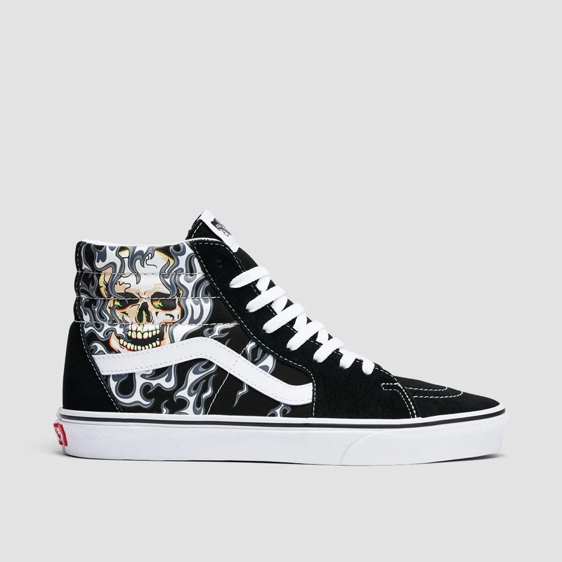 Vans SK8-Hi High Top Shoes - Flame Skull Black/True White 8uk / Flame Skull Black/True White