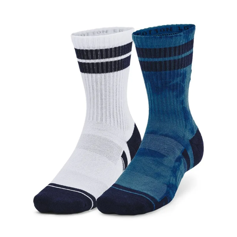 Meia de Treino Under Armour Perfomance Cotton - Pacote com 2 Pares 45-49 Azul