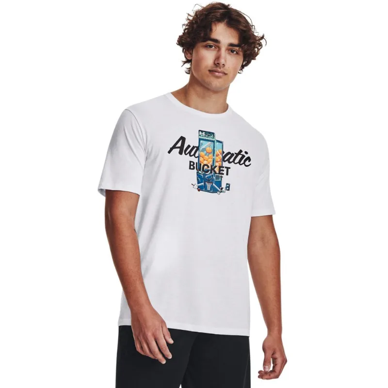 Camiseta de Basquete Masculina Under Armour Claw Machine GG Branco