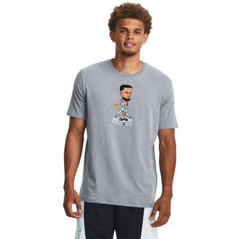 Camiseta de Basquete Masculina Under Armour Curry Bobble Head 2GG Cinza