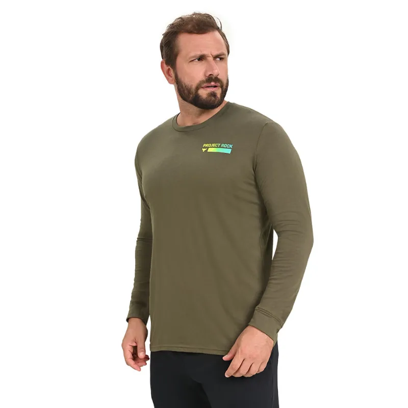 Camiseta Manga Longa de Treino Masculina Under Armour Project Rock Brahma P Verde