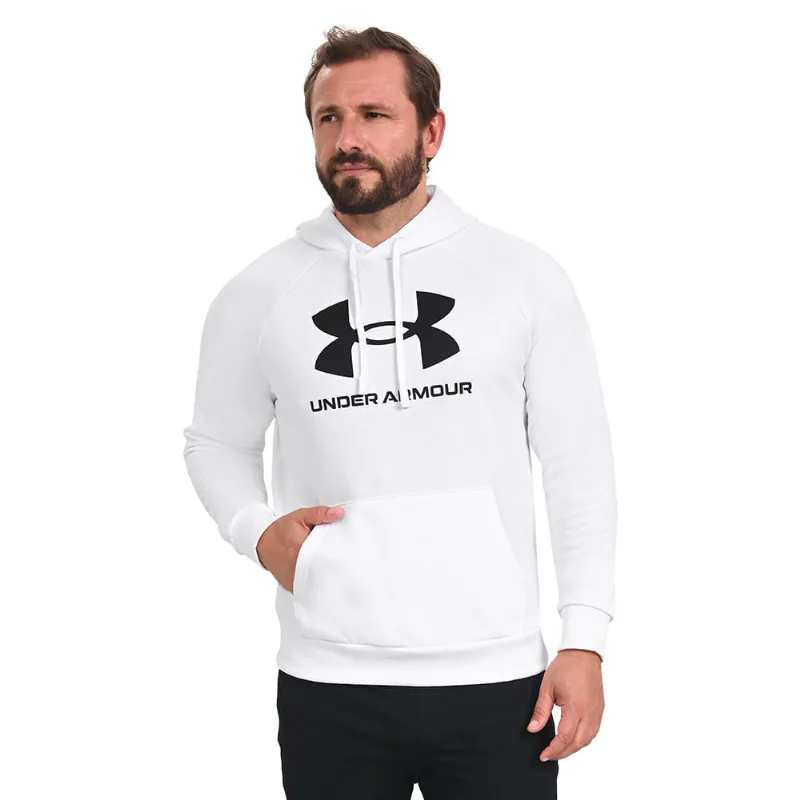 Blusa Manga Longa de Treino Masculina Under Armour Rival Fleece GG Branco