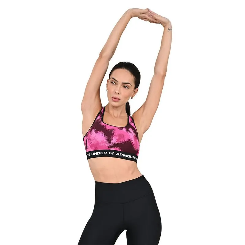 Top de Treino Feminino Under Armour Crossback Mid Print 2GG / Rosa