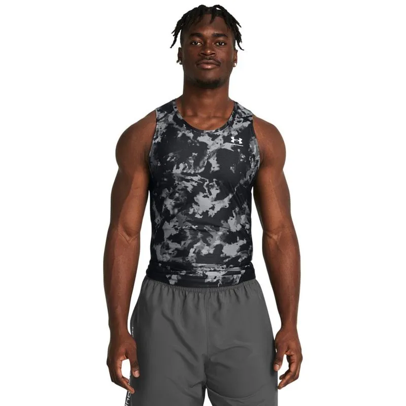 Regata de Compressão Masculina Under Armour HeatGear Iso-Chill Printed GG / Preto