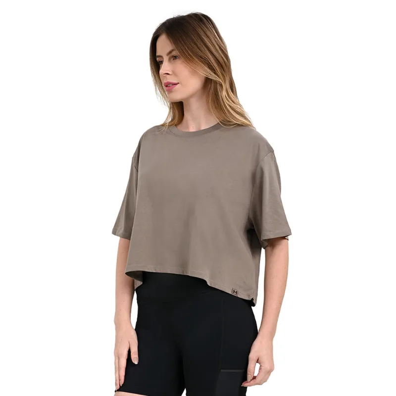 Cropped de Treino Feminino Under Armour Campus Boxy PP Bege