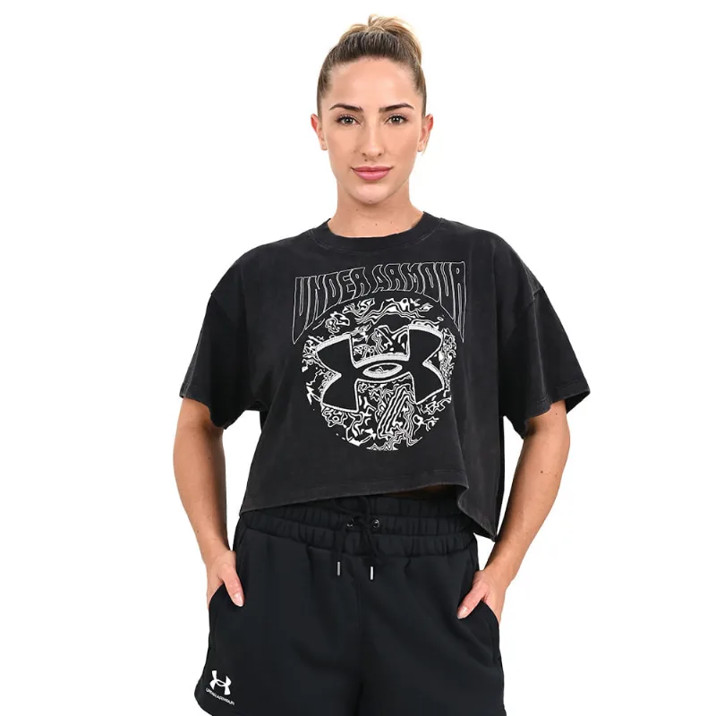 Camiseta Cropped de Treino Feminina Under Armour Dusk to Dawn P Preto