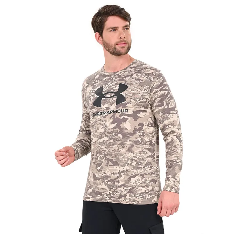Camiseta Manga Longa Masculina Under Armour ABC Camo P Marrom