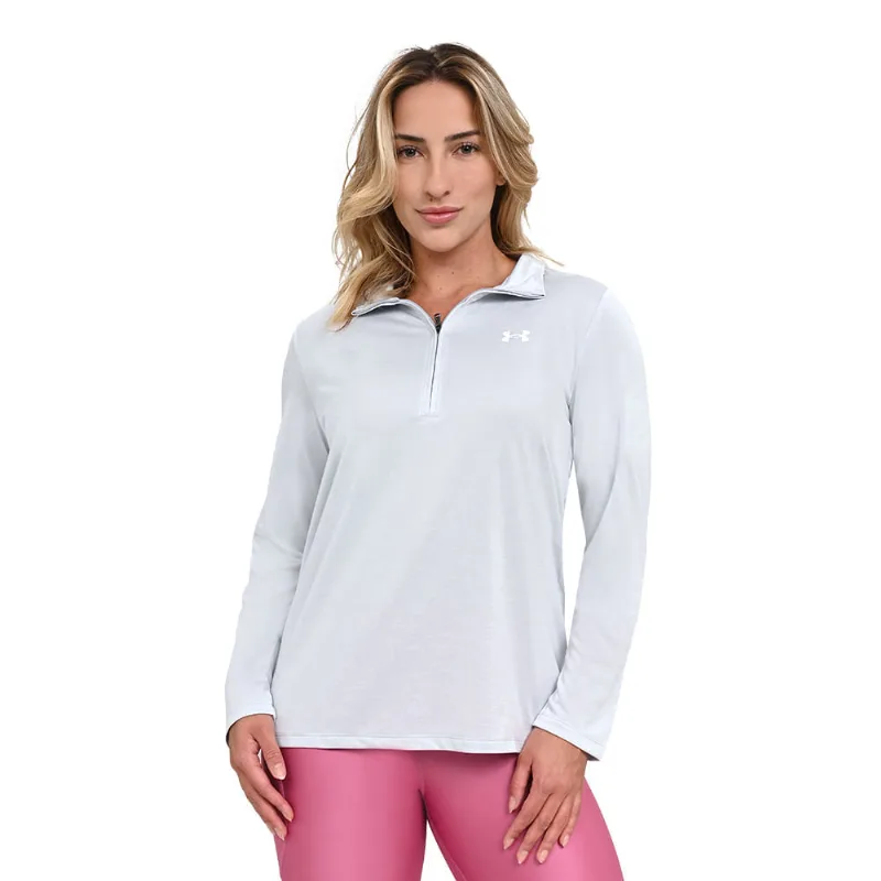 Moletom de Treino Feminino Under Armour Tech 1/2 Zip GG Cinza