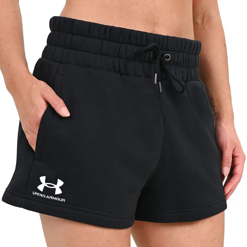 Shorts de Treino Feminino Under Armour Essential Fleece Boxer GG Preto