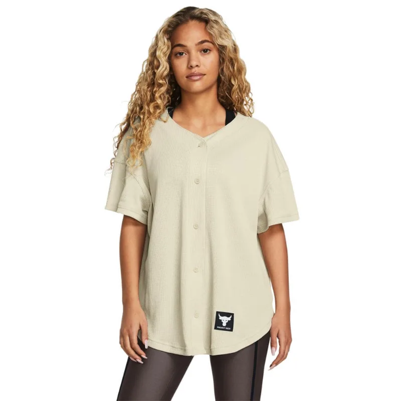 Camiseta Feminina Under Armour Project Rock Easy Go Over 2GG Cinza