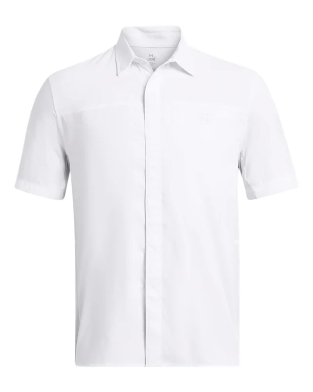 Under Armour 1383571 Men's Fish Pro Hybrid Woven Short Sleeve - White White Halo Grey White / Adult XL