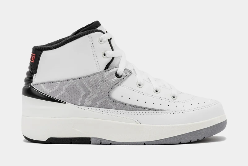 Air Jordan 2 Retro Python Preschool Lifestyle Shoes (White/Fire Red/Black/Sail/Cement Grey) 11C