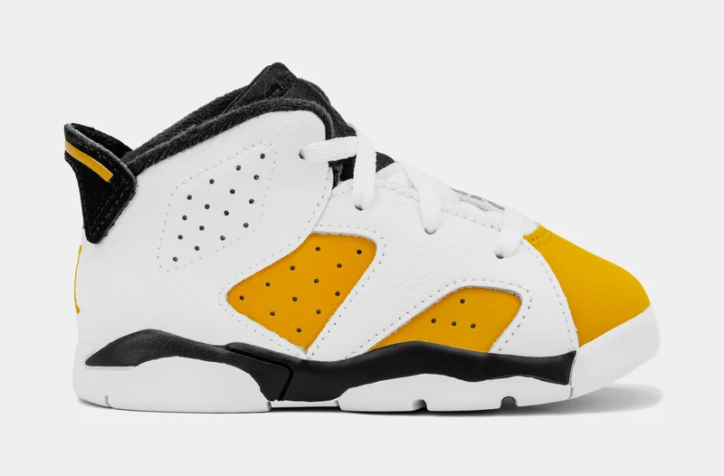 Air Jordan 6 Retro Yellow Ochre Infant Toddler Lifestyle Shoes (White/Yellow Ochre/Black) Free Shipping 5C