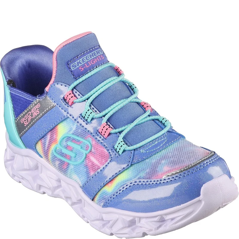 Skechers Galaxy Lights - TieDye Takeoff Trainers Blue/Multicoloured / Junior 3