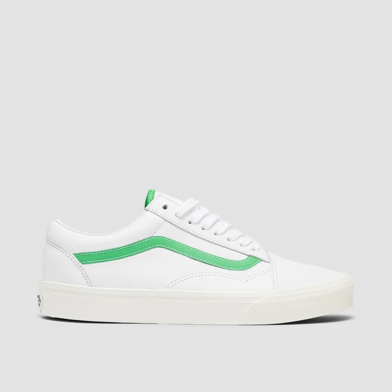 Vans Old Skool Shoes - Leather White/Green 11uk / Leather White/Green