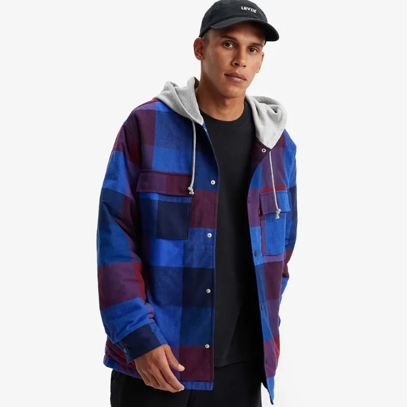 Jaqueta Levi's Jack Worker Azul Xadrez com Capuz Jaqueta Levi's® Jack Worker Azul Xadrez com Capuz XL USA | GG BR
