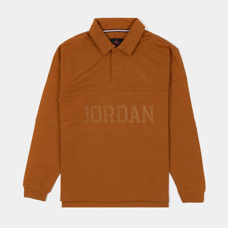 Essentials Rugby Mens Long Sleeve Shirt (Tan) S