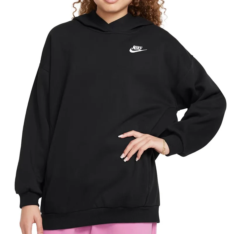 Boys' Sportswear Club Fleece Oversized Hoodie Black/White / Medium