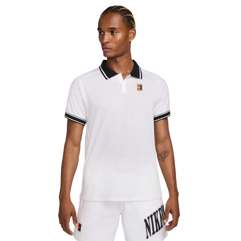 Polo Uomo Nike Court Heritage Bianco Nero XXL