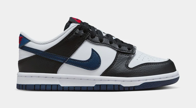Dunk Low Midnight Navy Grade School Lifestyle Shoes (Black/Midnight Navy/White/University Red) 3.5Y