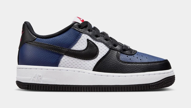 Air Force 1 Low Navy Grade School Lifestyle Shoes (Midnight Navy/Black/Red) 3Y