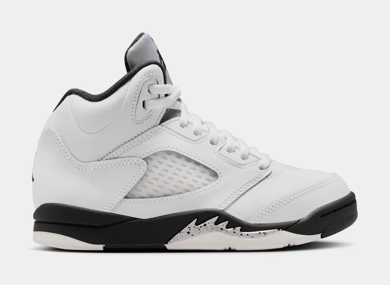 Air Jordan 5 Retro White and Black Preschool Lifestyle Shoes (White/Black/Sail/Metallic Silver) Free Shipping 1Y