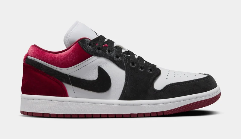 Air Jordan 1 Low SE Velvet Black Gym Red Womens Lifestyle Shoes (Black/White/Team Red/Black) 7