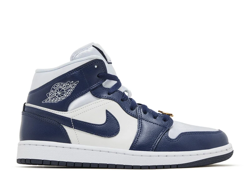 Air Jordan 1 Mid Football Grey White Midnight Navy 37.5 EU
