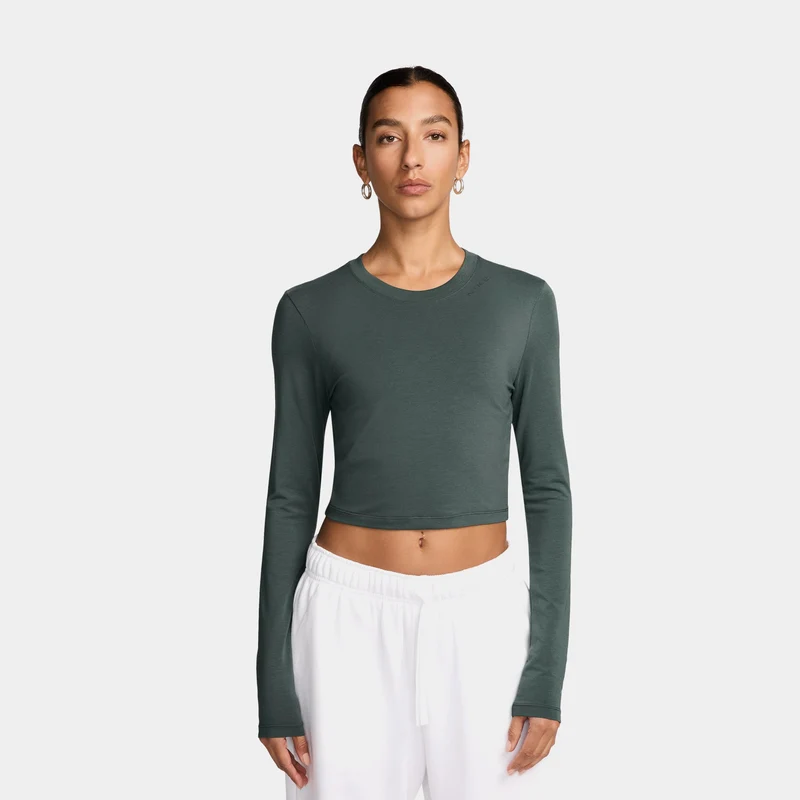 NSW Chill Knit Cropped Womens Long Sleeve Shirt (Green) L