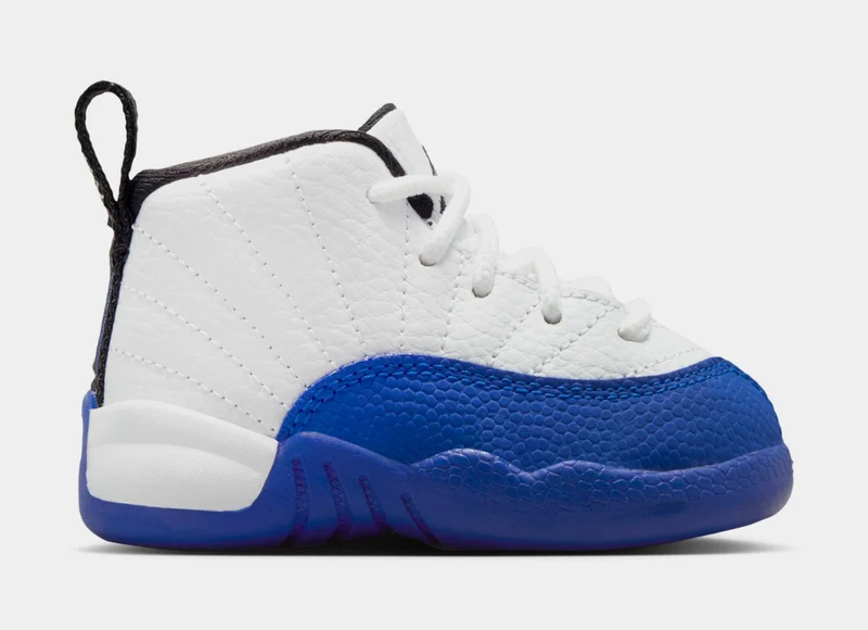 Air Jordan 12 Retro White and Game Royal Infant Toddler Lifestyle Shoes (White/Black/Game Royal) Free Shipping 7C