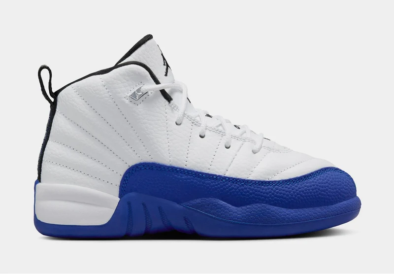 Air Jordan 12 Retro White and Game Royal Preschool Lifestyle Shoes (White/Black/Game Royal) 12.5C