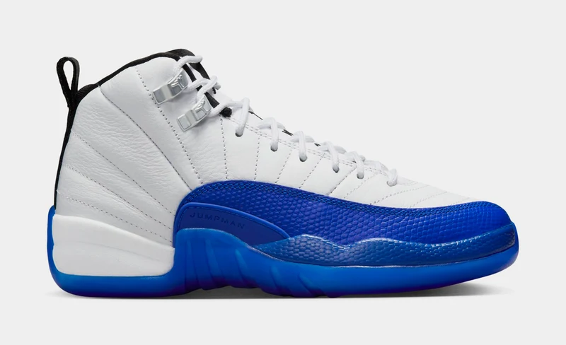 Air Jordan 12 Retro White and Game Royal Grade School Lifestyle Shoes (White/Black/Game Royal) Free Shipping 6.5Y