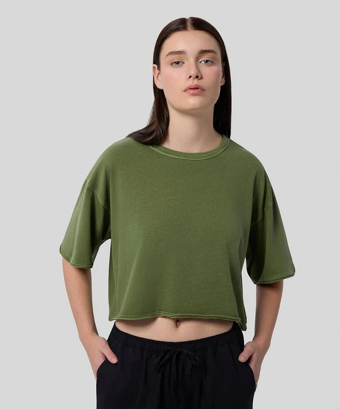 Vans Relaxed Crop Wash Ss Tee Yeşil / S
