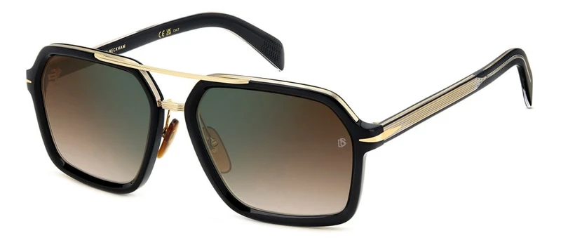 DAVID BECKHAM DB 7128/S 58mm / M2QY - 2M2QY BLK GOLD B / QY BROWN SHADED GREEN MIRROR