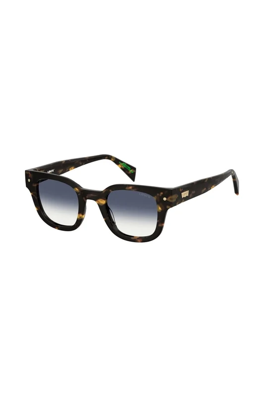 Unisex Square Havana Frame Blue Lens Sunglasses Blue / OneFit