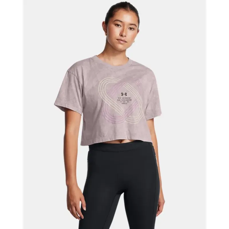 Camiseta de Corrida Feminina Under Armour Anywhere Shortsleeve M Roxo
