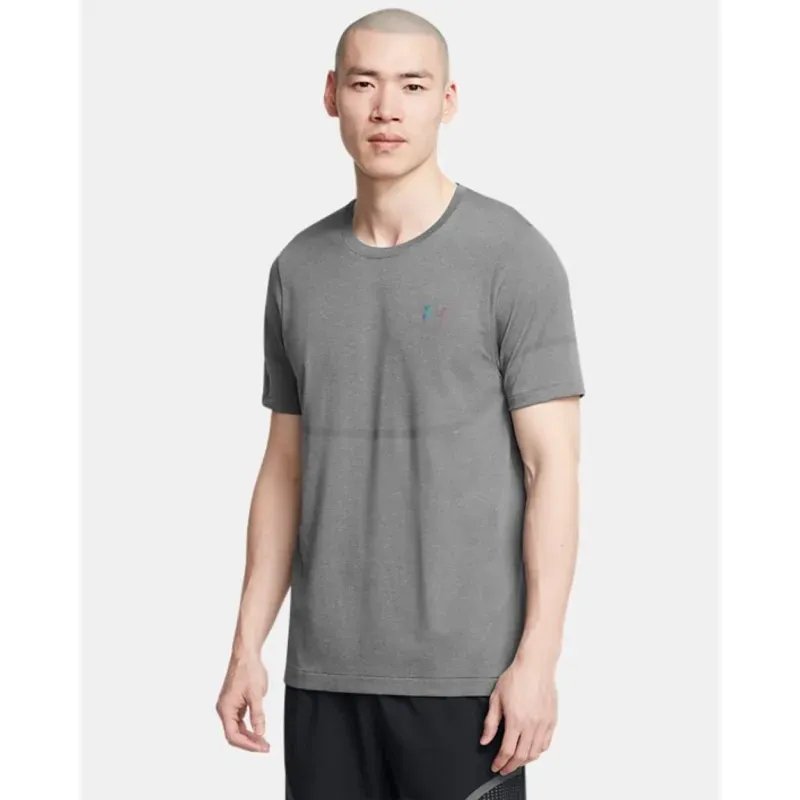 Camiseta de Treino Masculina Under Armour Rush Seamless Legacy P Cinza