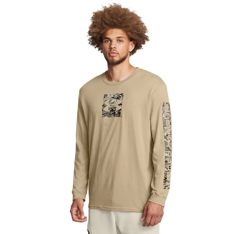 Camiseta Sportstyle Masculina Under Armour Camo Boxed Manga Longa G Bege