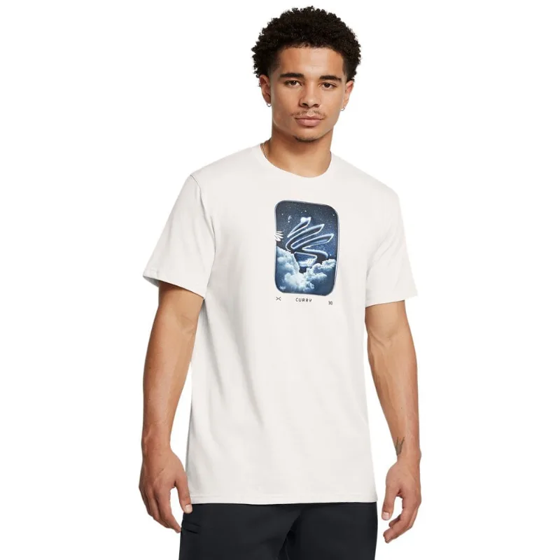Camiseta de Basquete Masculina Under Armour Curry Hvyweight Trend P Branco