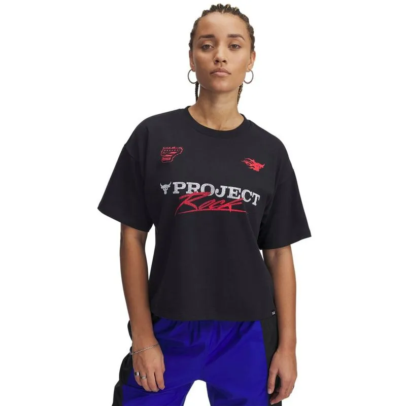 Camiseta Sportstyle Under Armour Project Rock Boxy Feminina G / Preto