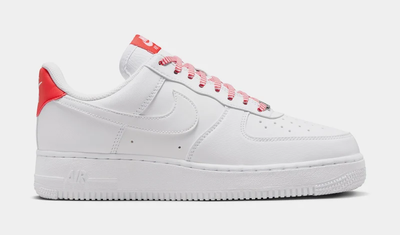 Air Force 1 Womens Lifestyle Shoes (White/Pink Foam/Metallic Silver/Light Crimson) 11