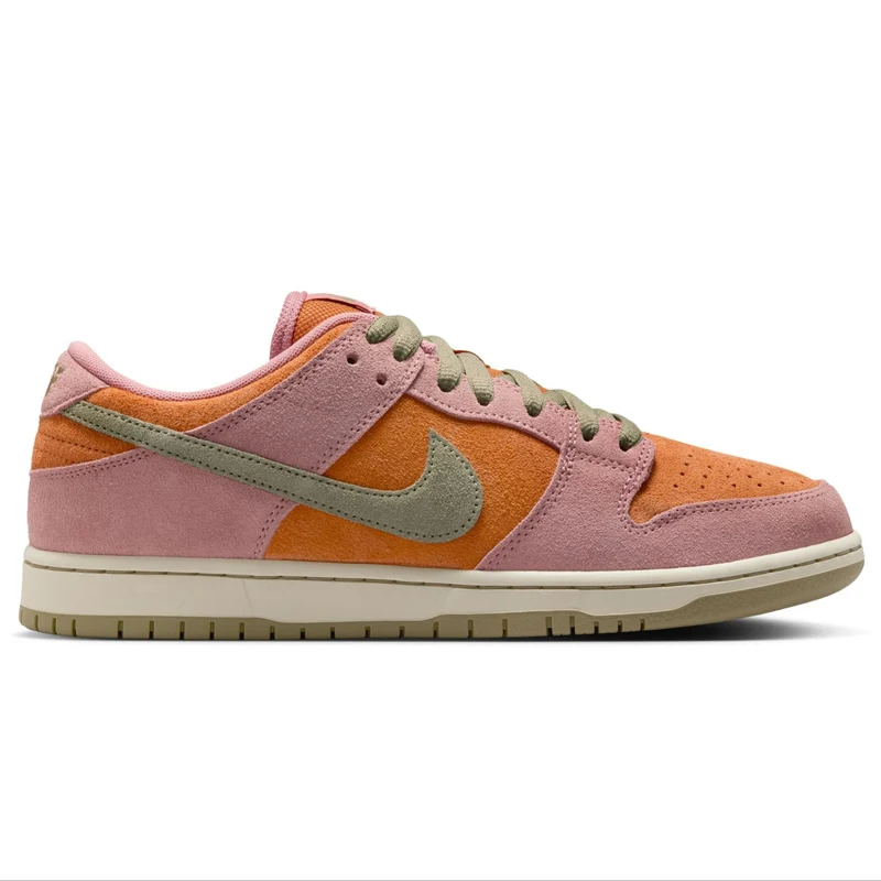 Nike SB Dunk Low Pro Skateboard Shoe - Red Stardust/Neutral Olive-Monarch M 8.5 / W 10