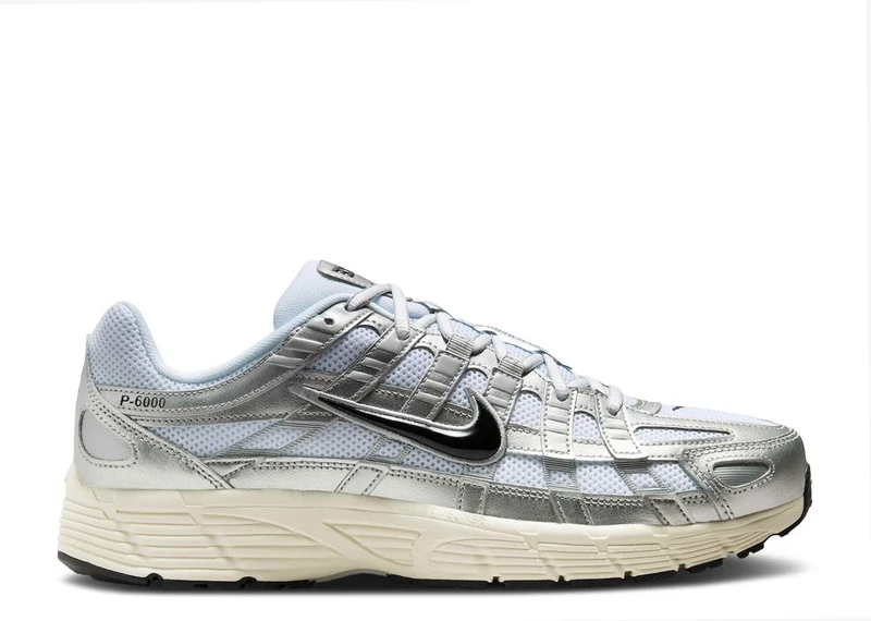 Nike P-6000 White Metallic Silver Flat Silver Black 36.5 EU