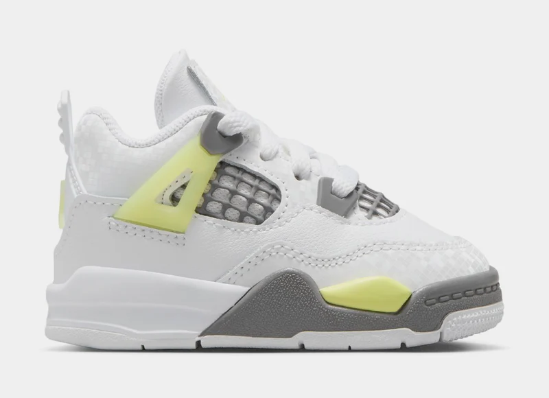 Air Jordan 4 Retro Light Lemon Twist Infant Toddler Lifestyle Shoes (White/Light Lemon Twist/Light Graphite) 5C