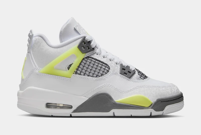 Air Jordan 4 Retro Light Lemon Twist Grade School Lifestyle Shoes (White/Light Lemon Twist/Light Graphite) 6Y